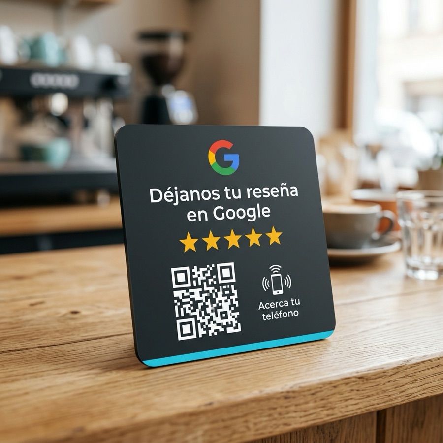 Placa Reviews con NFC y QR